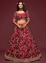 Load image into Gallery viewer, Maroon And Gold Silk Embroidered Stylish Lehenga Choli fashionandstylish.myshopify.com