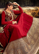 Load image into Gallery viewer, Maroon Embroidered Kalidar Anarkali Style Suit fashionandstylish.myshopify.com