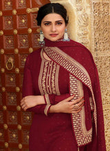 Load image into Gallery viewer, Maroon Embroidered Pant Style Suit fashionandstylish.myshopify.com