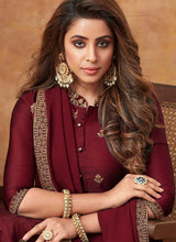 Load image into Gallery viewer, Maroon Embroidered Silk Palazzo Style Suit fashionandstylish.myshopify.com