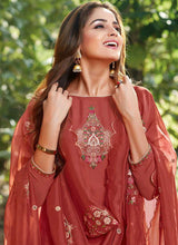 Load image into Gallery viewer, Maroon Embroidered Straight Pant Style Suit fashionandstylish.myshopify.com