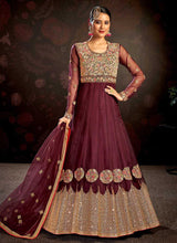 Load image into Gallery viewer, Maroon Floral Embroidered Stylish Kalidar Anarkali fashionandstylish.myshopify.com