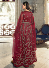 Load image into Gallery viewer, Maroon Floral Heavy Embroidered Gown Style Anarkali