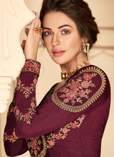 Load image into Gallery viewer, Maroon Floral Heavy Embroidered Kalidar Anarkali Suit fashionandstylish.myshopify.com