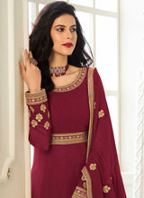 Load image into Gallery viewer, Maroon Heavy Embroidered Gown Style Anarkali fashionandstylish.myshopify.com