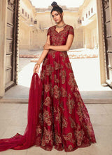 Load image into Gallery viewer, Maroon Heavy Embroidered Gown Style Anarkali fashionandstylish.myshopify.com