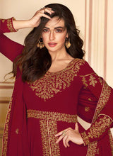 Load image into Gallery viewer, Maroon Heavy Embroidered High Slit Style Anarkali fashionandstylish.myshopify.com