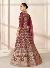 Load image into Gallery viewer, Maroon Heavy Embroidered High Slit Style Anarkali fashionandstylish.myshopify.com