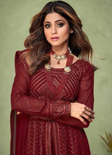 Load image into Gallery viewer, Maroon Heavy Embroidered Kalidar Anarkali Suit fashionandstylish.myshopify.com