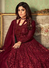 Load image into Gallery viewer, Maroon Heavy Embroidered Kalidar Anarkali Suit fashionandstylish.myshopify.com