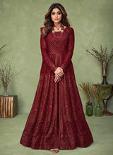 Load image into Gallery viewer, Maroon Heavy Embroidered Kalidar Anarkali Suit fashionandstylish.myshopify.com