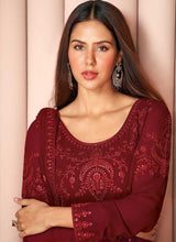 Load image into Gallery viewer, Maroon Heavy Embroidered Stylish Sharara Suit fashionandstylish.myshopify.com