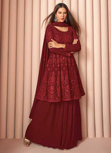Load image into Gallery viewer, Maroon Heavy Embroidered Stylish Sharara Suit fashionandstylish.myshopify.com