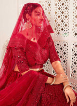 Load image into Gallery viewer, Maroon Heavy Net Embroidered Kalidar Lehenga Choli fashionandstylish.myshopify.com