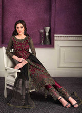 Load image into Gallery viewer, Maroon Heavy Net Embroidered Straight Pant Style Suit fashionandstylish.myshopify.com
