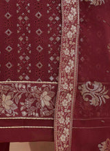 Load image into Gallery viewer, Maroon Straight Cut Embroidered Pant Style Suit fashionandstylish.myshopify.com