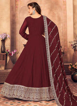 Load image into Gallery viewer, Maroon and Gold Embroidered Flaire Anarkali Suit fashionandstylish.myshopify.com