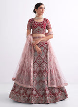 Load image into Gallery viewer, Maroon and Gold Embroidered Heavy Designer Lehenga