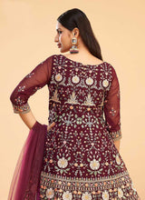 Load image into Gallery viewer, Maroon and Gold Floral Embroidered Stylish Pant Suit fashionandstylish.myshopify.com