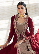 Load image into Gallery viewer, Maroon and Grey Heavy Embroidered Jacket Style Suit fashionandstylish.myshopify.com