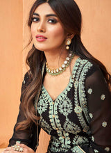 Load image into Gallery viewer, Matt Black Embroidered Straight Pant Style Suit fashionandstylish.myshopify.com