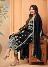 Load image into Gallery viewer, Matt Black Embroidered Straight Pant Style Suit fashionandstylish.myshopify.com