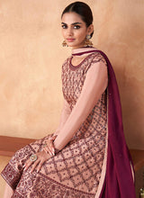 Load image into Gallery viewer, Mauve Embroidered Sharara Style Suit