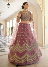 Load image into Gallery viewer, Mauve Heavy Floral Embroidered Stylish Wedding Lehenga fashionandstylish.myshopify.com