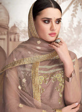 Load image into Gallery viewer, Mauve and Gold Heavy Embroidered Anarkali Suit fashionandstylish.myshopify.com