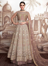 Load image into Gallery viewer, Mauve and Gold Heavy Embroidered Anarkali Suit fashionandstylish.myshopify.com
