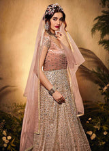 Load image into Gallery viewer, Mauve and Gold Heavy Embroidered Kalidar Lehenga Style Anarkali fashionandstylish.myshopify.com