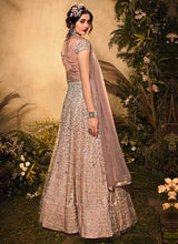 Load image into Gallery viewer, Mauve and Gold Heavy Embroidered Kalidar Lehenga Style Anarkali fashionandstylish.myshopify.com