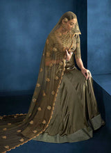 Load image into Gallery viewer, Mehendi Color Kalidar Embroidered Anarkali Style Suit fashionandstylish.myshopify.com