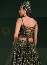 Load image into Gallery viewer, Mehendi Green Embroidered Stylish Lehenga Choli