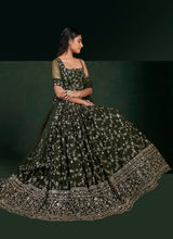 Load image into Gallery viewer, Mehendi Green Embroidered Stylish Lehenga Choli