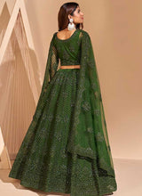 Load image into Gallery viewer, Mehendi Green Floral Embroidered Stylish Lehenga Choli fashionandstylish.myshopify.com