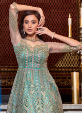 Load image into Gallery viewer, Mint Blue Heavy Embroidered Gown Style Anarkali fashionandstylish.myshopify.com