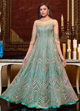 Load image into Gallery viewer, Mint Blue Heavy Embroidered Gown Style Anarkali fashionandstylish.myshopify.com