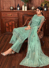 Load image into Gallery viewer, Mint Color Heavy Embroidered Plazzo Style Suit fashionandstylish.myshopify.com