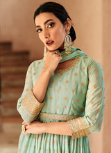 Load image into Gallery viewer, Mint Color Heavy Embroidered Sharara Suit