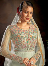 Load image into Gallery viewer, Mint Floral Embroidered Stylish Kalidar Anarkali fashionandstylish.myshopify.com