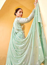Load image into Gallery viewer, Mint Floral Print Embroidered Straight Pant Suit fashionandstylish.myshopify.com