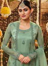 Load image into Gallery viewer, Mint Green Heavy Embroidered Jacket Style Suit fashionandstylish.myshopify.com