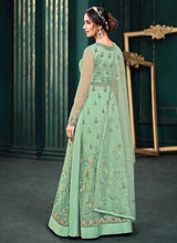 Load image into Gallery viewer, Mint Green Heavy Embroidered Kalidar Anarkali Style Suit fashionandstylish.myshopify.com