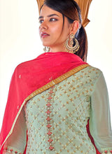 Load image into Gallery viewer, Mint Green Heavy Embroidered Straight Pant Style Suit fashionandstylish.myshopify.com