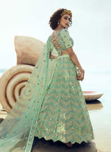 Load image into Gallery viewer, Mint Green Sequins Embroidered Stylish Lehenga Choli fashionandstylish.myshopify.com