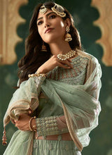 Load image into Gallery viewer, Mint Green and Gold Embroidered Lehenga fashionandstylish.myshopify.com