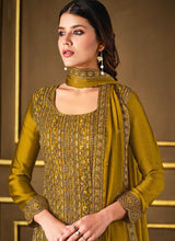 Load image into Gallery viewer, Mustard Embroidered Fashionable Pant Style Suit fashionandstylish.myshopify.com