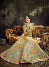 Load image into Gallery viewer, Mustard Embroidered Kalidar Anarkali Style Suit fashionandstylish.myshopify.com