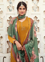Load image into Gallery viewer, Mustard Silk Work Embroidered Gharara Style Suit fashionandstylish.myshopify.com